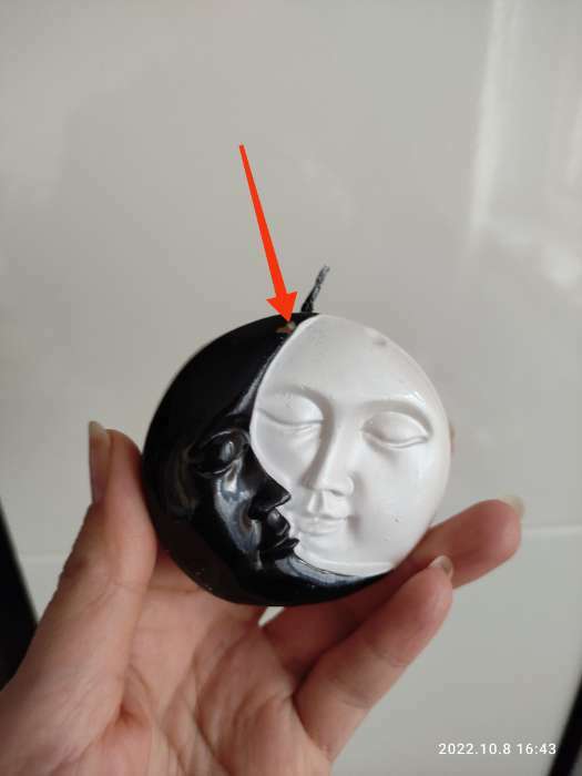 Фотография покупателя товара Свеча фигурная "Солнце и луна", 6х2,5 см, бело-черная - Фото 1