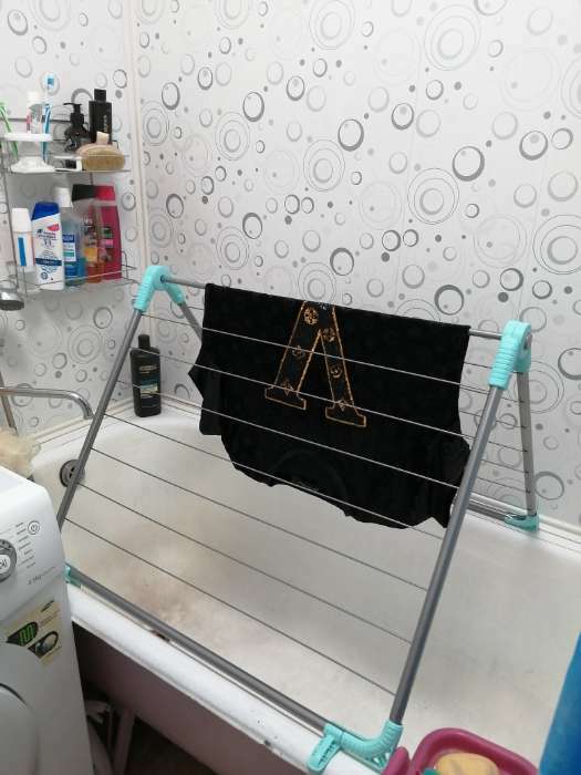Фотография покупателя товара Сушилка для белья на ванну складная, рабочая длина 10 м, цвет МИКС - Фото 3