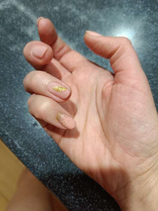 Фотография покупателя товара Наклейки для ногтей «Листопад», металлизированные, цвет золотистый/чёрный