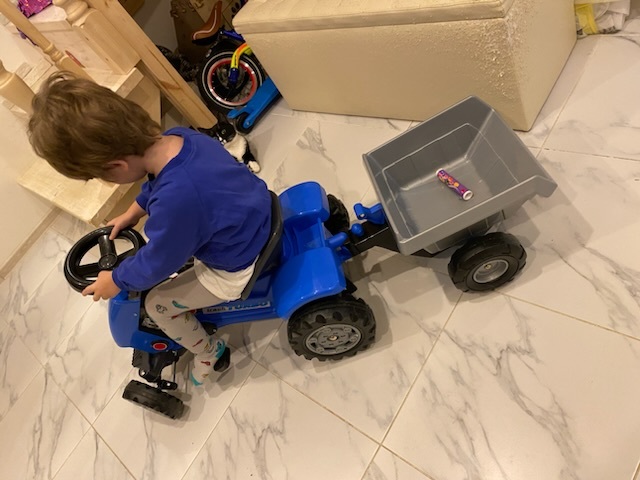 Фотография покупателя товара Педальная машина для детей Turbo-2, с полуприцепом, цвет синий