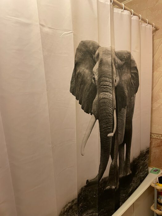 Фотография покупателя товара Штора для ванны Доляна «Слон», 180×180 см - Фото 2