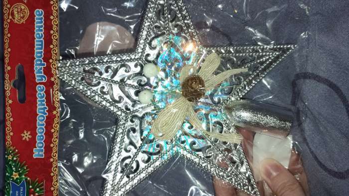 Фотография покупателя товара Наконечник "Звезда" праздничный декор, 18х18 см, серебро
