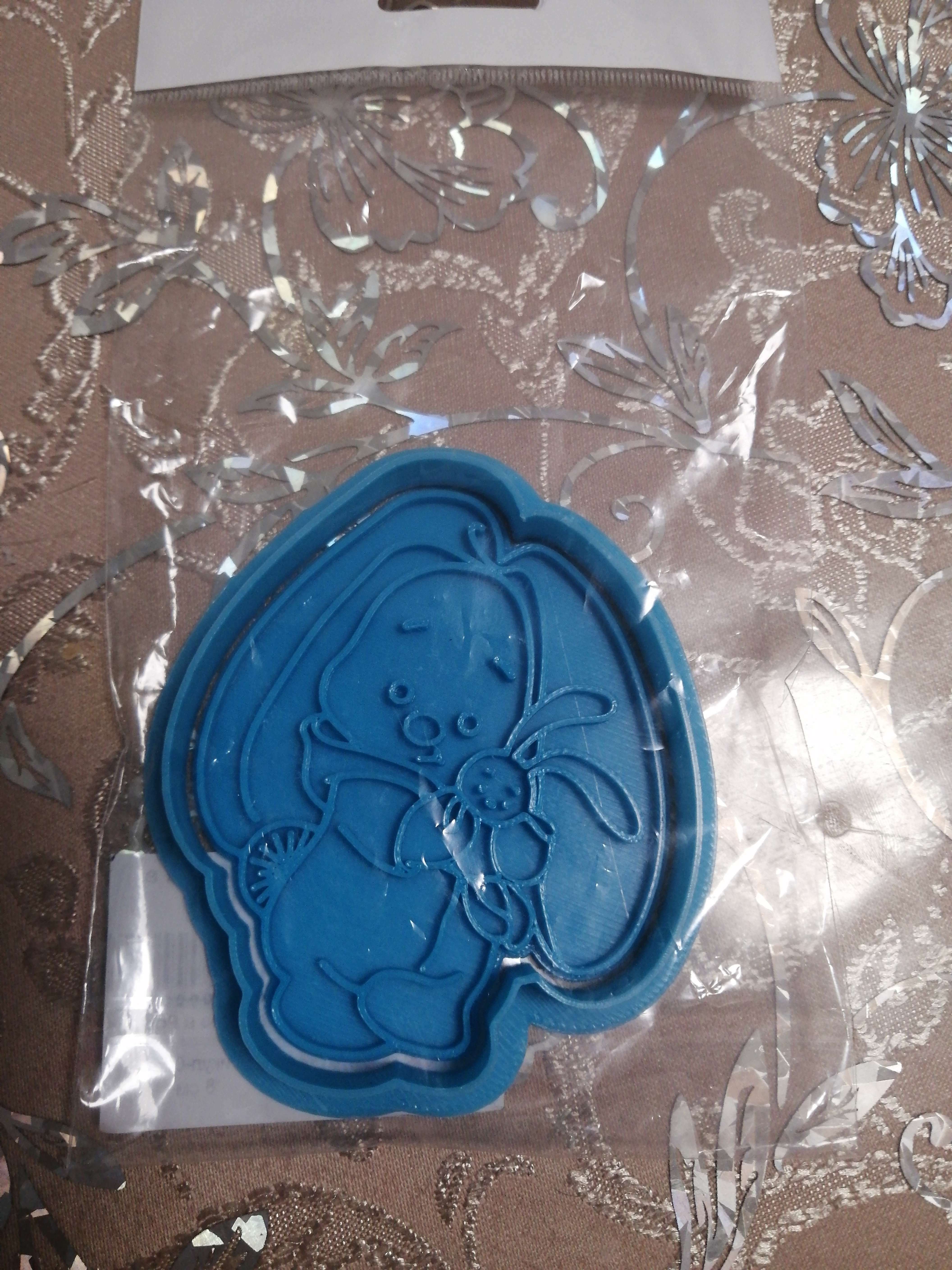 Фотография покупателя товара Форма для печенья «Зайка в пижаме», вырубка, штамп, цвет голубой