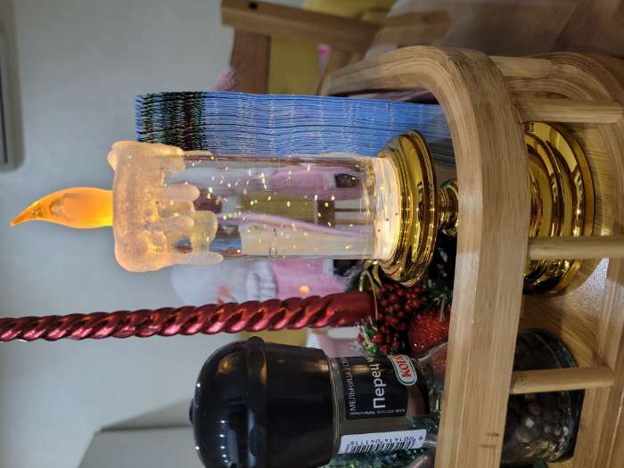 Фотография покупателя товара Светодиодная фигура «Свеча золотистая» 7 × 20 × 7 см, пластик, блёстки, батарейки АААх2 (не в комплекте), свечение тёплое белое