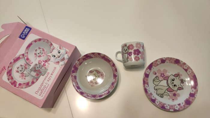 Фотография покупателя товара Набор посуды из керамики, 3 предмета: тарелка Ø 16,5 см, миска Ø 14 см, кружка 200 мл, "Кошечка Мари", Коты Аристократы - Фото 5
