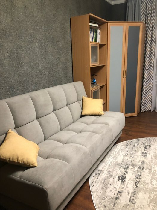 Фотография покупателя товара Прямой диван «Прайм 4», книжка, независимый пружинный блок, велюр, цвет selfie grey