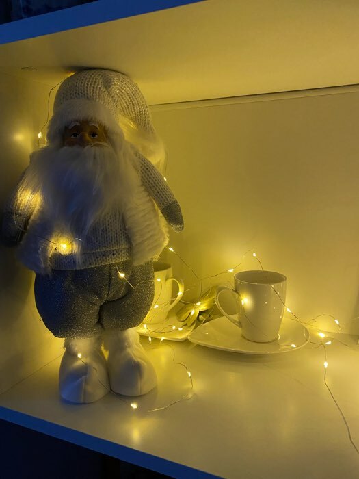 Фотография покупателя товара Кукла интерьерная "Дедушка Мороз в зимнем белом наряде и белом колпаке" 48х12х18 см - Фото 1