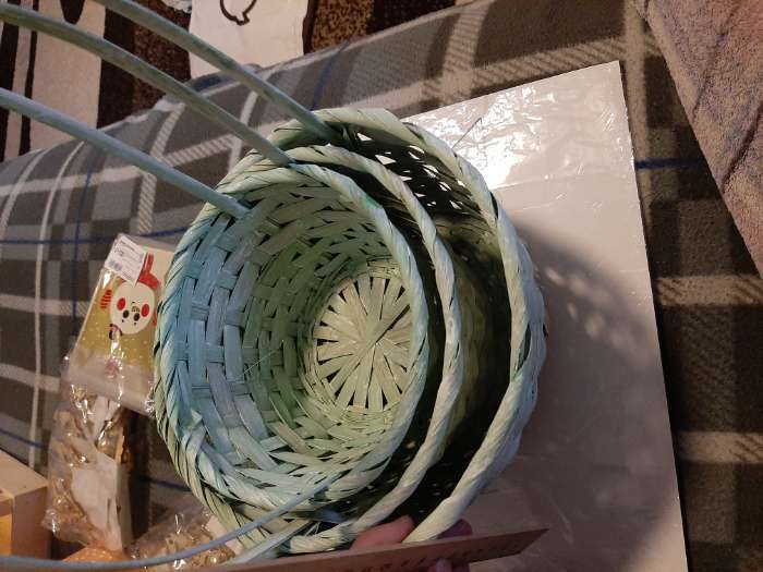 Фотография покупателя товара Набор корзин плетёных, бамбук, 3 шт., светло-зелёный цвет