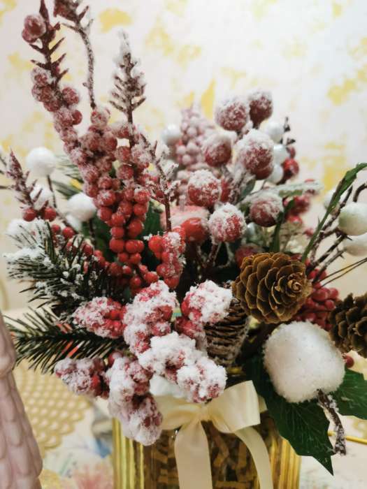 Фотография покупателя товара Декор "Зимние грезы" калина красная ягодки в снегу, 24 см - Фото 5