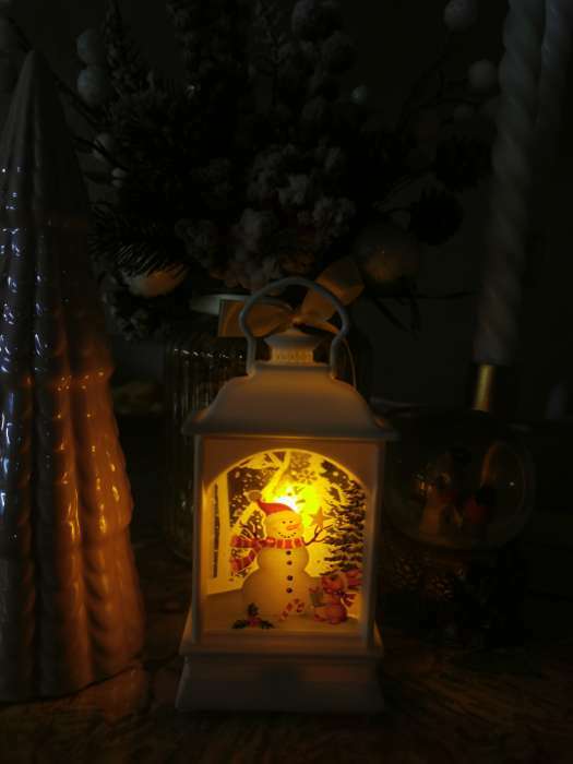 Фотография покупателя товара Светодиодная фигура «Фонарь со снеговиком» 7 × 13 × 3.5 см, пластик, батарейки AG13х3, свечение тёплое белое - Фото 7