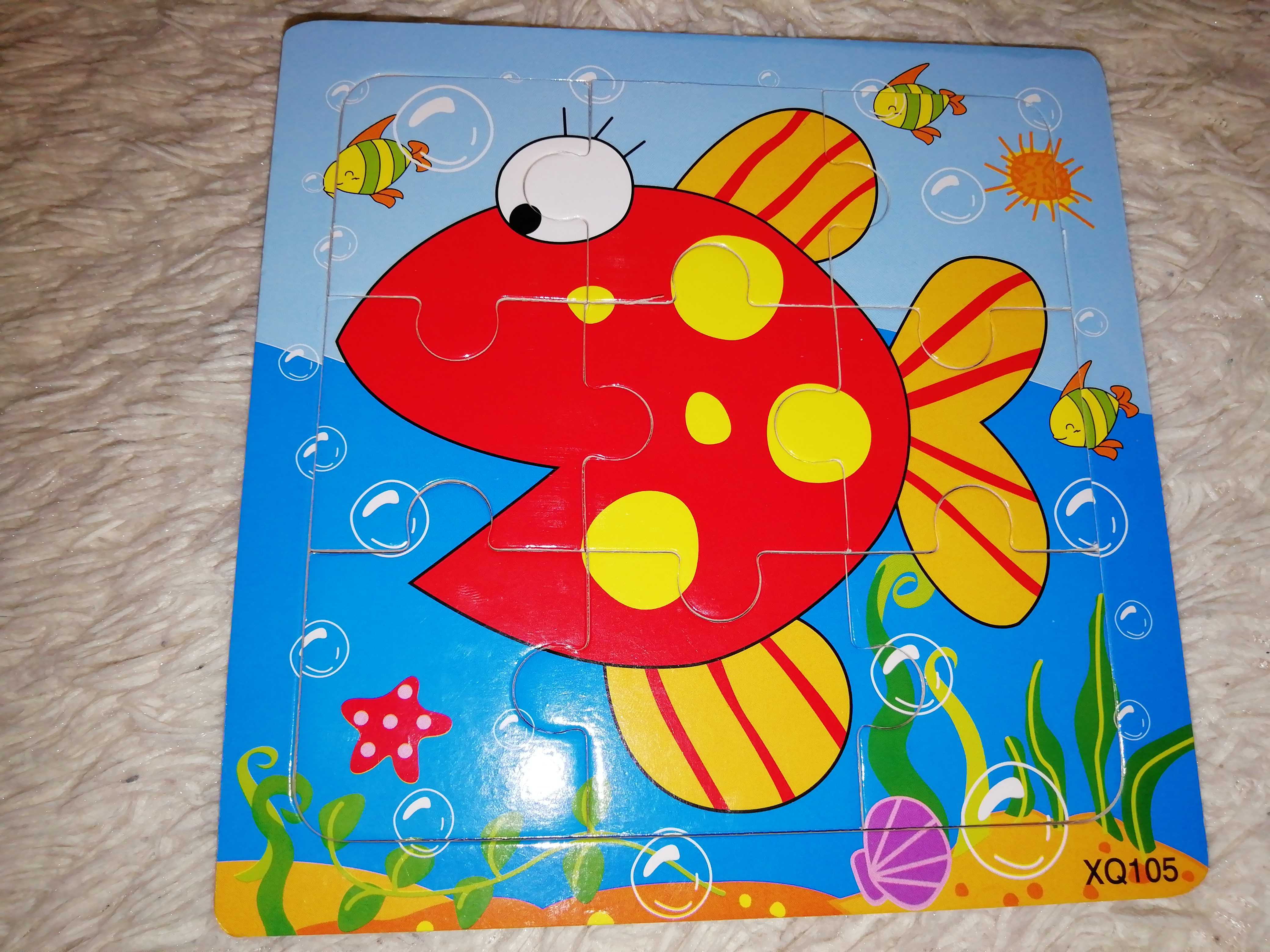 Фотография покупателя товара Пазл "Рыбка", 9 элементов с цветным основанием - Фото 1