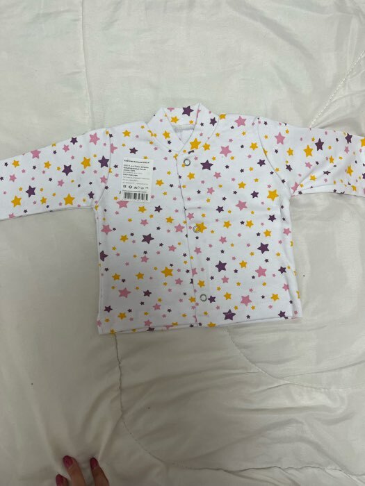 Фотография покупателя товара Кофточка детская, цвет белый/сиреневый, рост 62 см - Фото 1