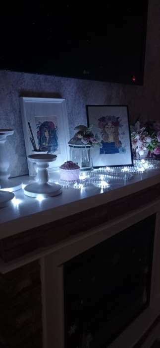 Фотография покупателя товара Гирлянда «Нить» 2 м роса, IP20, серебристая нить, 20 LED, свечение белое, CR2032х2 - Фото 11