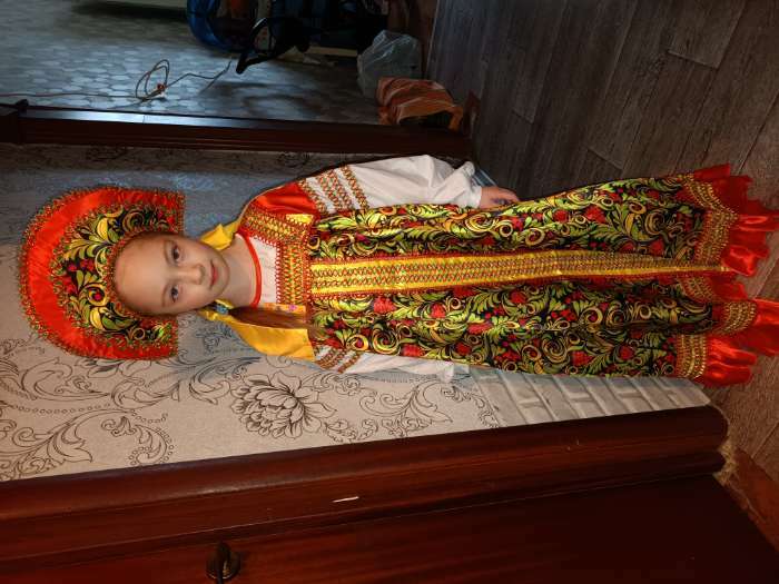 Фотография покупателя товара Русский народный костюм «Рябинушка», платье длинное, кокошник, бомбоны на шнурке, р. 30, рост 110-116 см - Фото 1