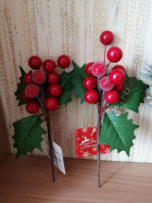 Фотография покупателя товара Декор "Зимние мечты" красные ягоды, 16 см - Фото 3