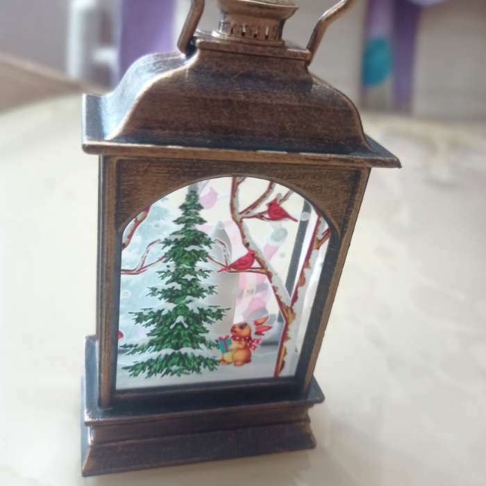 Фотография покупателя товара Светодиодная фигура «Фонарь с Дедом Морозом» 7 × 13 × 3.5 см, пластик, батарейки AG13х3, свечение тёплое белое - Фото 4
