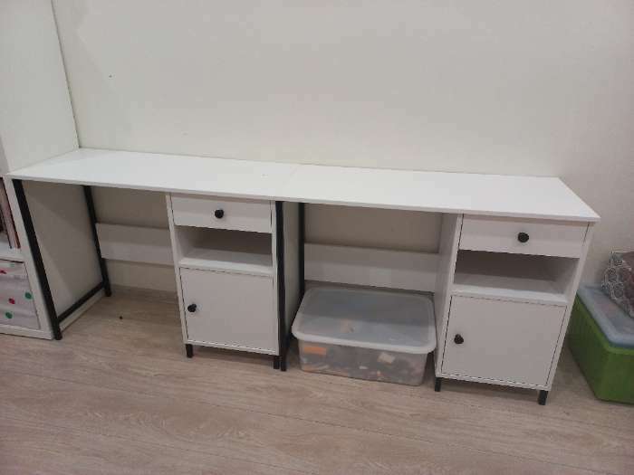 Фотография покупателя товара Письменный стол ЮНКЕР, 1000х420х750, Белый/Черный - Фото 2