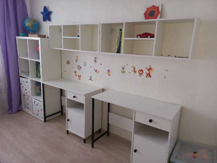 Фотография покупателя товара Письменный стол ЮНКЕР, 1000х420х750, Белый/Черный - Фото 3