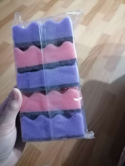 Фотография покупателя товара Набор губок для мытья посуды Raccoon «Кантри», 5 шт, 9,5×7×3,5 см, цвет фиолетовый, розовый - Фото 1