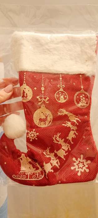 Фотография покупателя товара Носок для подарков "Волшебство" Снеговики, 18х25 см, бело-красный - Фото 1