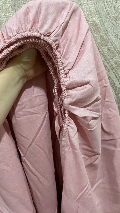Фотография покупателя товара Простыня на резинке Этель 180х200х25, цвет розовый, 100% хлопок, бязь 125г/м2