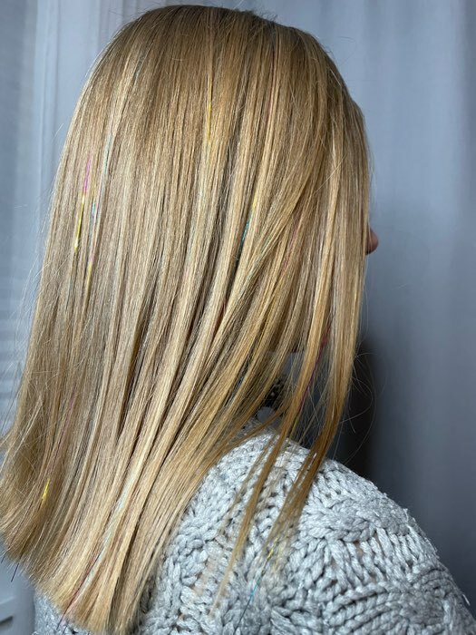 Фотография покупателя товара Нити для волос, блестящие, 90 см, цвет МИКС - Фото 4