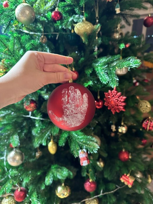 Фотография покупателя товара Набор для творчества: новогодний шар с отпечатком ручки Бемби, красный - Фото 1