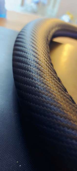 Фотография покупателя товара Оплетка TORSO, 38 см, кожа PU, перфорация, черная с синей строчкой - Фото 1