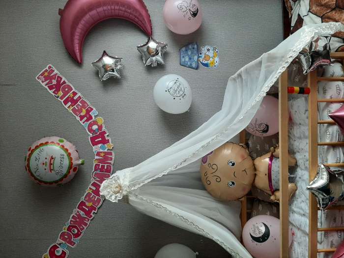 Фотография покупателя товара Букет из шаров «С рождением девочки», луна, звезда, младенец, фольга, набор 5 шт. - Фото 1
