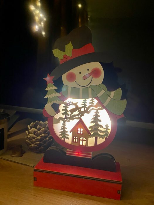Фотография покупателя товара Светодиодная фигура «Снеговик» 13 × 24 × 5 см, дерево, батарейки АААх2 (не в комплекте), свечение тёплое белое - Фото 3