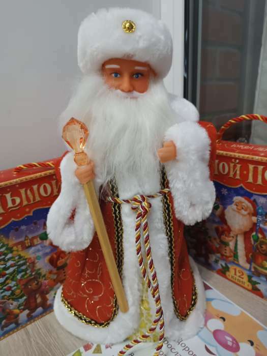 Фотография покупателя товара Дед Мороз "Посох с кристаллом" двигается, 38 см, красный - Фото 21