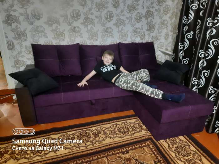Фотография покупателя товара Угловой диван «Валенсия», механизм дельфин, экокожа, цвет бежевый - Фото 1