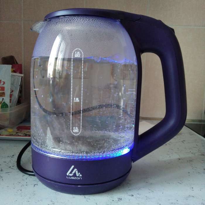Фотография покупателя товара Чайник электрический Luazon LSK-1809, стекло, 1.8 л, 1500 Вт, подсветка, фиолетовый