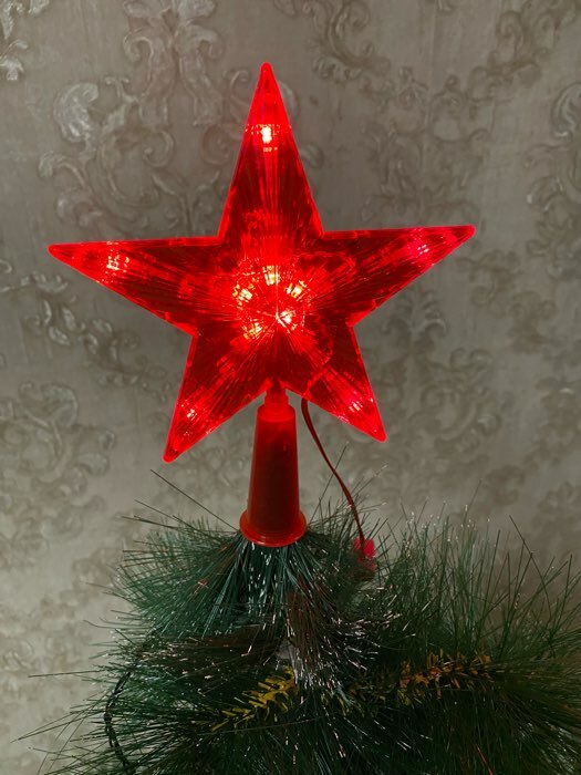 Фотография покупателя товара Светодиодная верхушка на ёлку «Звезда красная» 15 см, 10 LED, провод 2 метра, 220 В, свечение красное