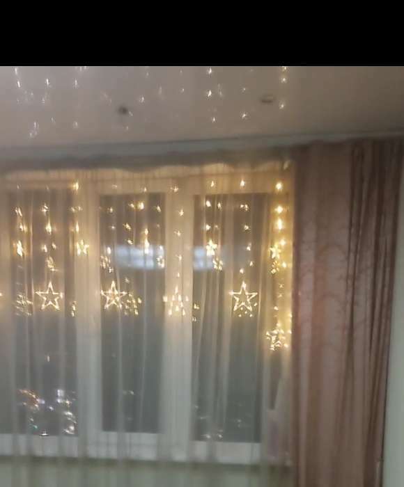 Фотография покупателя товара Гирлянда «Бахрома» 2.4 × 0.9 м с насадками «Снежинки», IP20, прозрачная нить, 150 LED, свечение мульти, 8 режимов, 220 В - Фото 6
