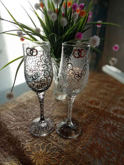Фотография покупателя товара Набор свадебных бокалов "Роскошь", чёрно - белый