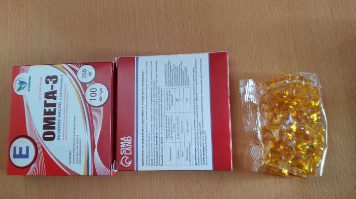 Фотография покупателя товара Омега-3 льняное масло с витамином Е Vitamuno для взрослых, 100 капсул по 350 мг
