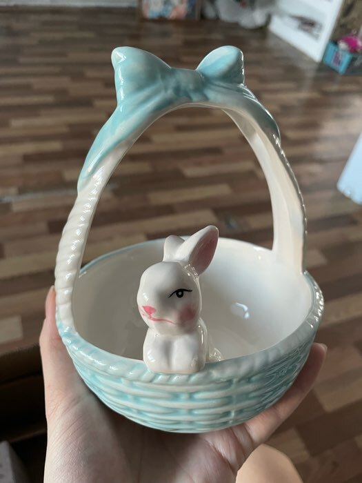 Фотография покупателя товара Конфетница Доляна «Зайка», 350 мл, цвет голубой - Фото 7