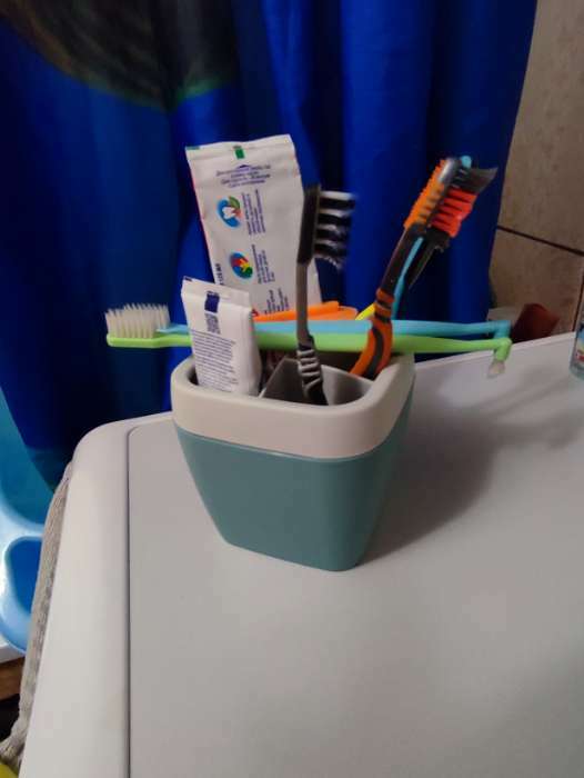 Фотография покупателя товара Подставка для зубных щёток «Эллиса», цвет бирюзовый - Фото 2