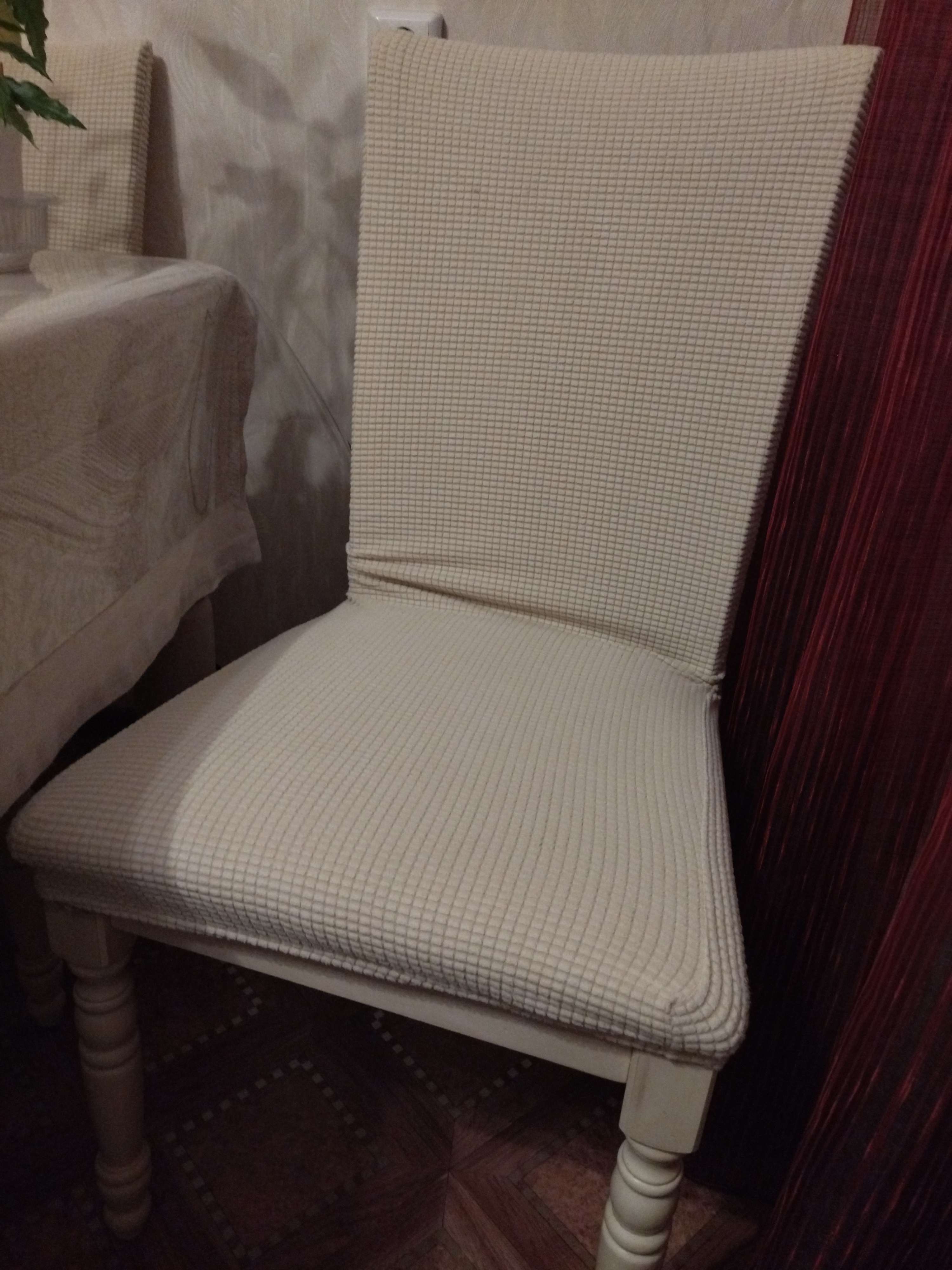 Фотография покупателя товара Чехол на стул Комфорт трикотаж жаккард, цвет кремовый, 100% полиэстер