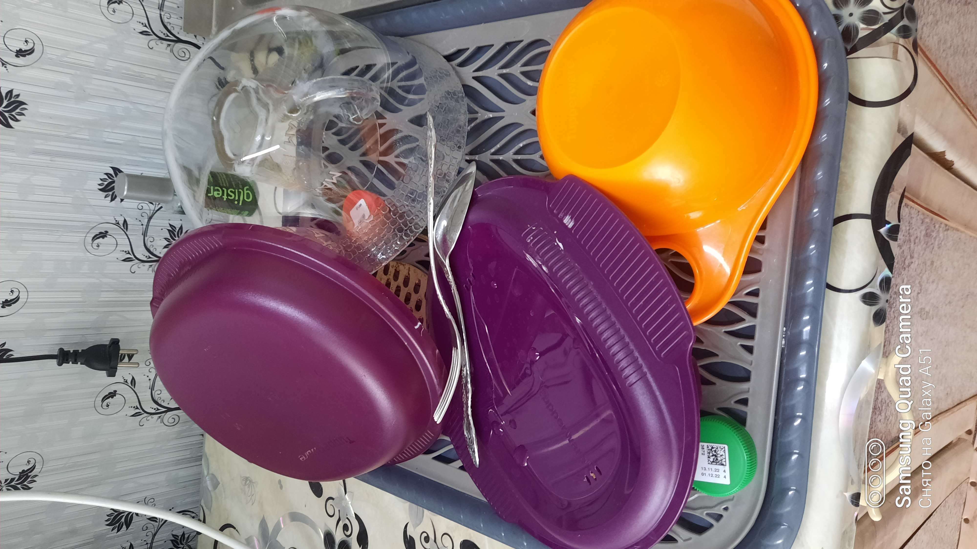 Фотография покупателя товара Поднос с вкладышем для сушки посуды «Колос», 45,5×36 см, цвет МИКС - Фото 4