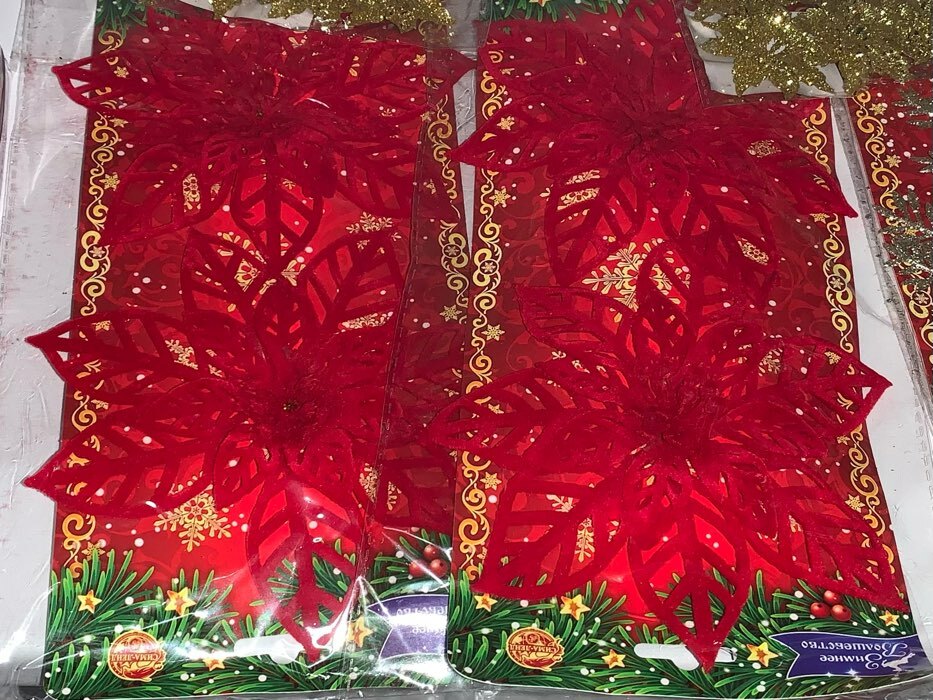 Фотография покупателя товара Украшение ёлочное "Резной цветок" (набор 2 шт) 14 см, красный - Фото 4