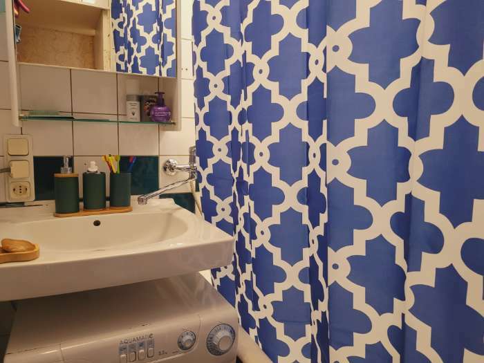 Фотография покупателя товара Штора для ванны Доляна «Марокко», 180×180 см, полиэстер, цвет синий