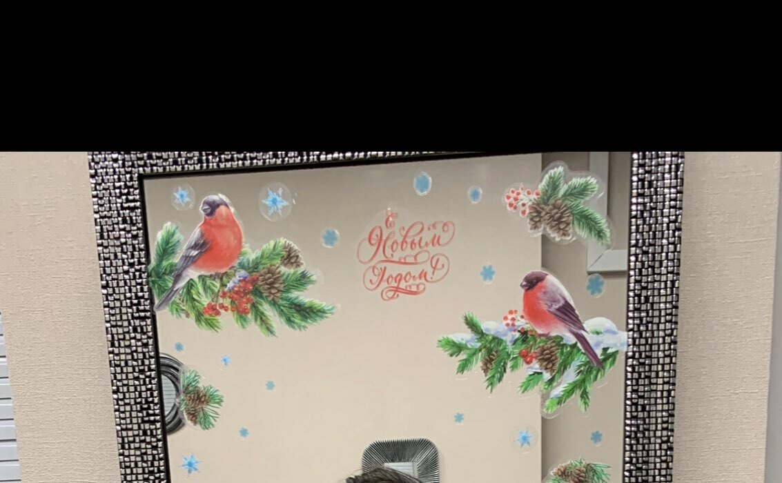 Фотография покупателя товара Интерьерная наклейка со светящимся слоем «Снегири», 21 × 29.7 см
