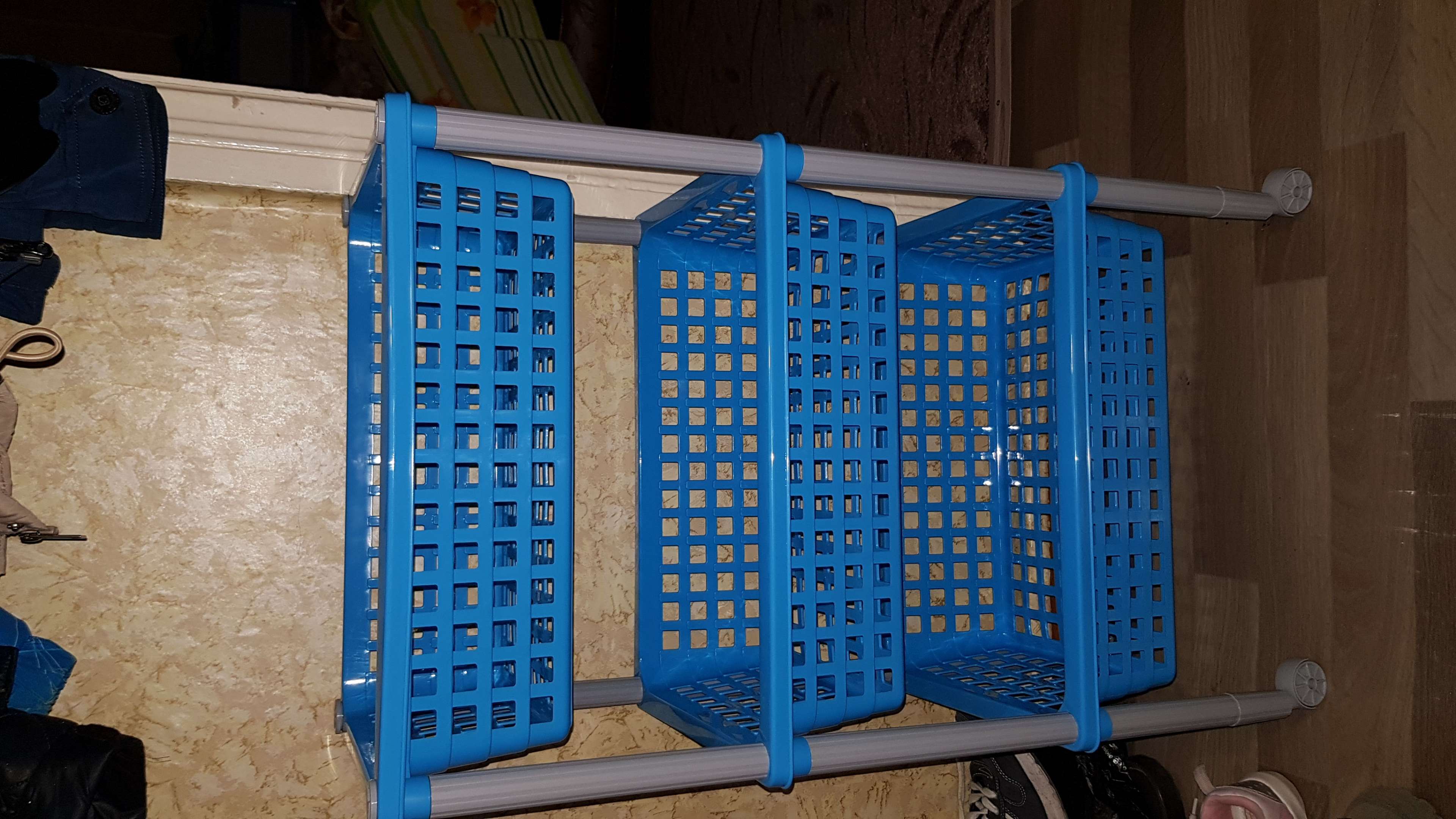 Фотография покупателя товара Этажерка напольная 3-× секционная Бытпласт «Элиза», 42×29×73 см, на колёсиках, цвет МИКС - Фото 1