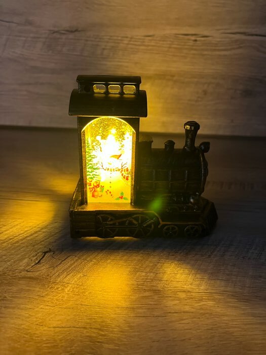 Фотография покупателя товара Ночник Новогодний экспресс LED от батареек черный с золотой патиной 6х12,5х11,5 см RISALUX - Фото 2