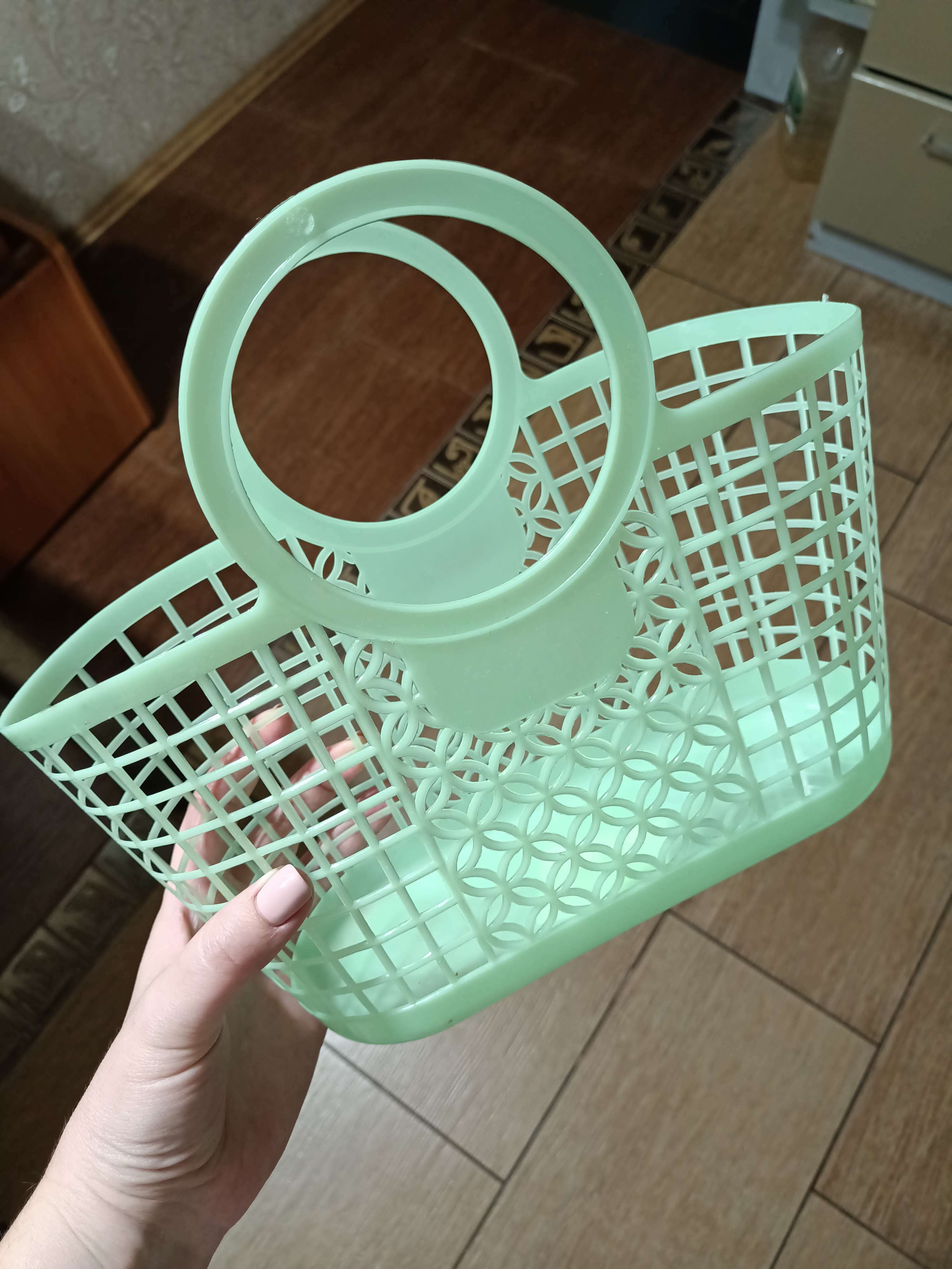 Фотография покупателя товара Корзина - сумка для хранения, пластик, 28×14×25 см, цвет МИКС - Фото 3