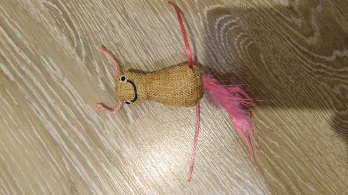 Фотография покупателя товара Мягкая игрушка для кошек с кошачьей мятой и пуховым хвостом "Гусеница", розовая - Фото 1