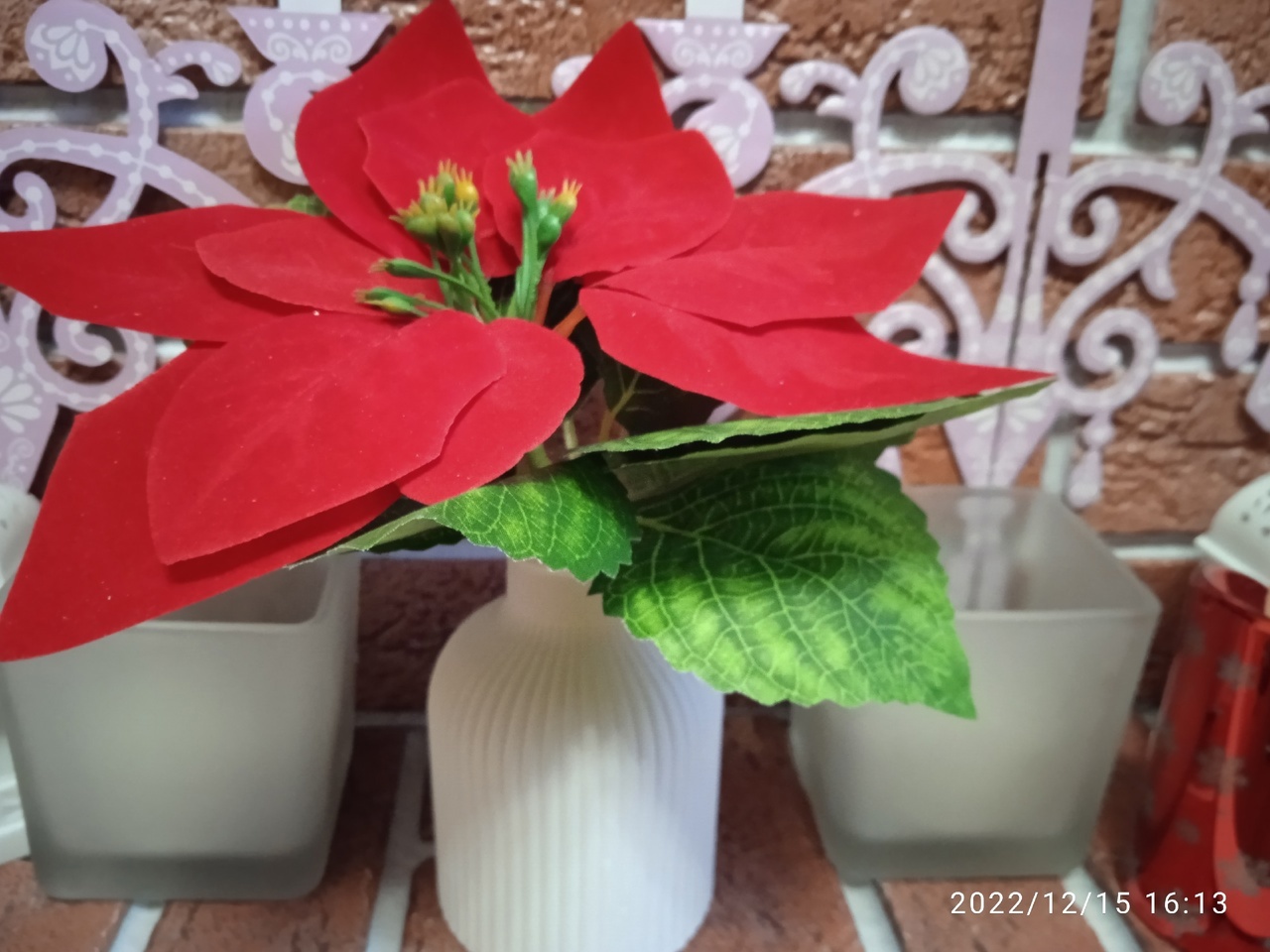 Фотография покупателя товара Новогодний декор «Пуансеттия», цвет красный - Фото 7