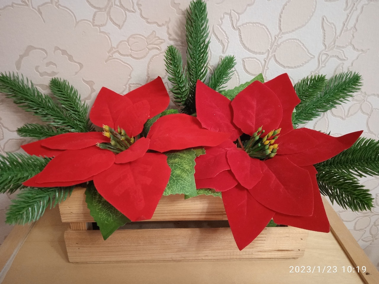 Фотография покупателя товара Новогодний декор «Пуансеттия», цвет красный - Фото 5